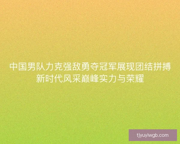 中国男队力克强敌勇夺冠军展现团结拼搏新时代风采巅峰实力与荣耀