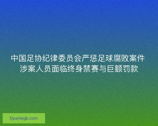 中国足协纪律委员会严惩足球腐败案件 涉案人员面临终身禁赛与巨额罚款