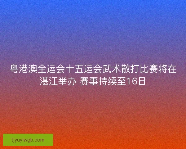 粤港澳全运会十五运会武术散打比赛将在湛江举办 赛事持续至16日
